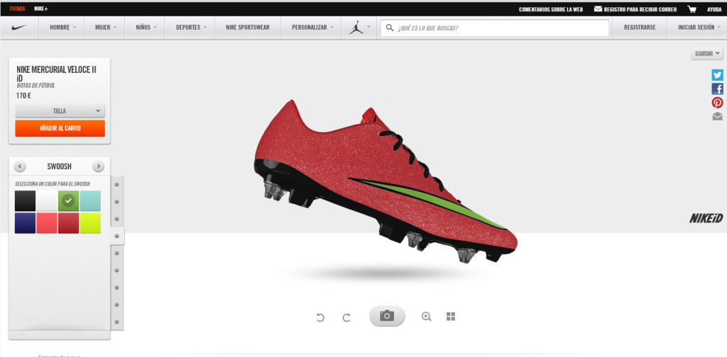 Ficha del producto en eCommerce - Nike