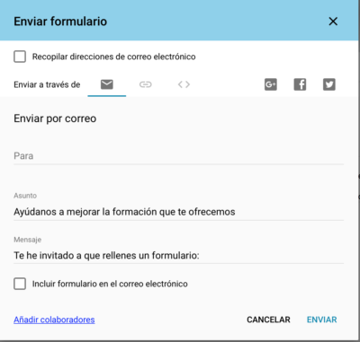 Enviar las encuestas online con Google Forms