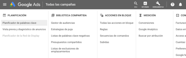 Acceso Planificador de Palabras Claves