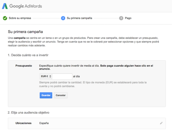 Google adWords Registro