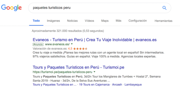 Anuncios Google adWords para Empresas turisticas