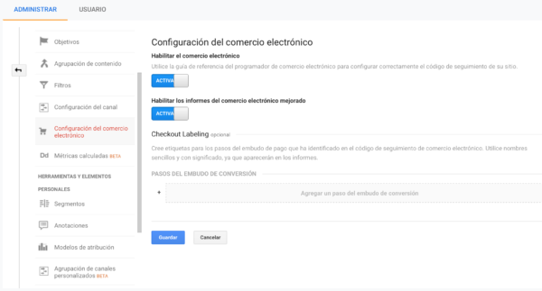 Cuadro de Mando para eCommerce- Google Analytics