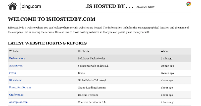 Como saber quien es mi proveedor hosting - ishostedby