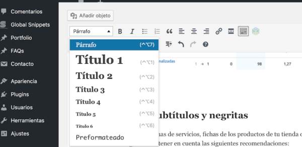 Trucos para mejorar el SEO - Títulos y subtítulos